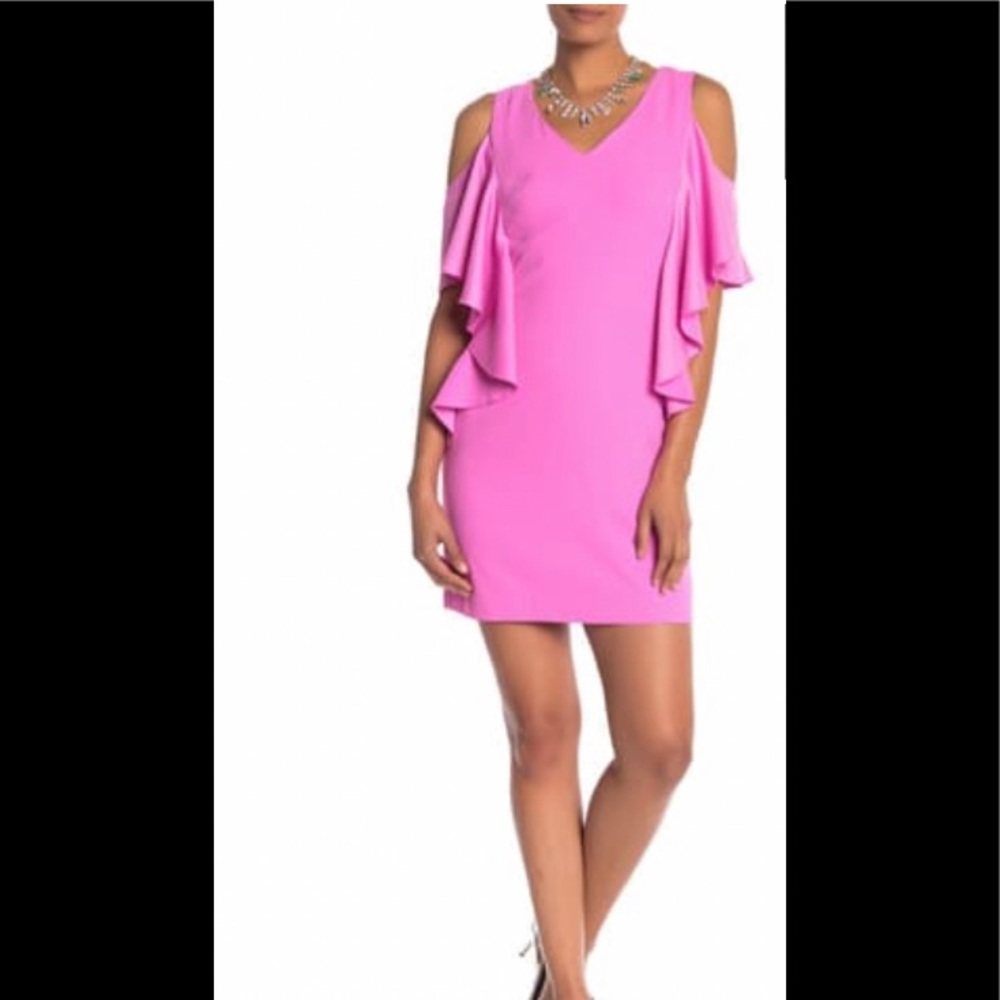 Trina Turk Pink Cold Shoulder Dress